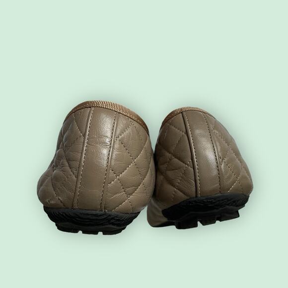 Paul Mayer Attitudes Taupe Quilted Leather Tan Cap Toe Ballet Flats Womens 10 - Picture 7 of 14